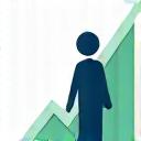 Stylized icon of a growth chart integrated with a human silhouette, representing personalized progress tracking